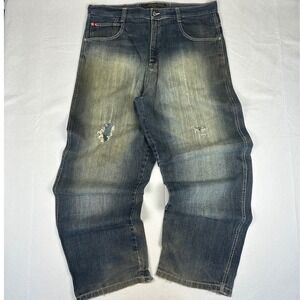 Y2K SouthPole Red Tab Baggy Mudwashed Denim Jeans